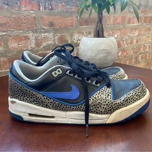 Nike Black and Blue Sneakers with Animal Print